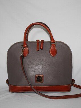 Dooney & Bourke Smoke Gray Pebble Grain Leather Zip Zip Satchel Purse